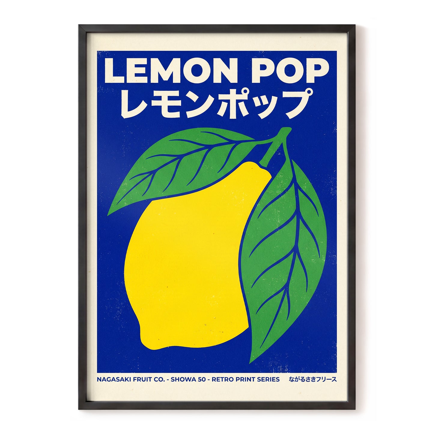 Lemon Pop, blue, yellow, green nature wall art, front artwork view