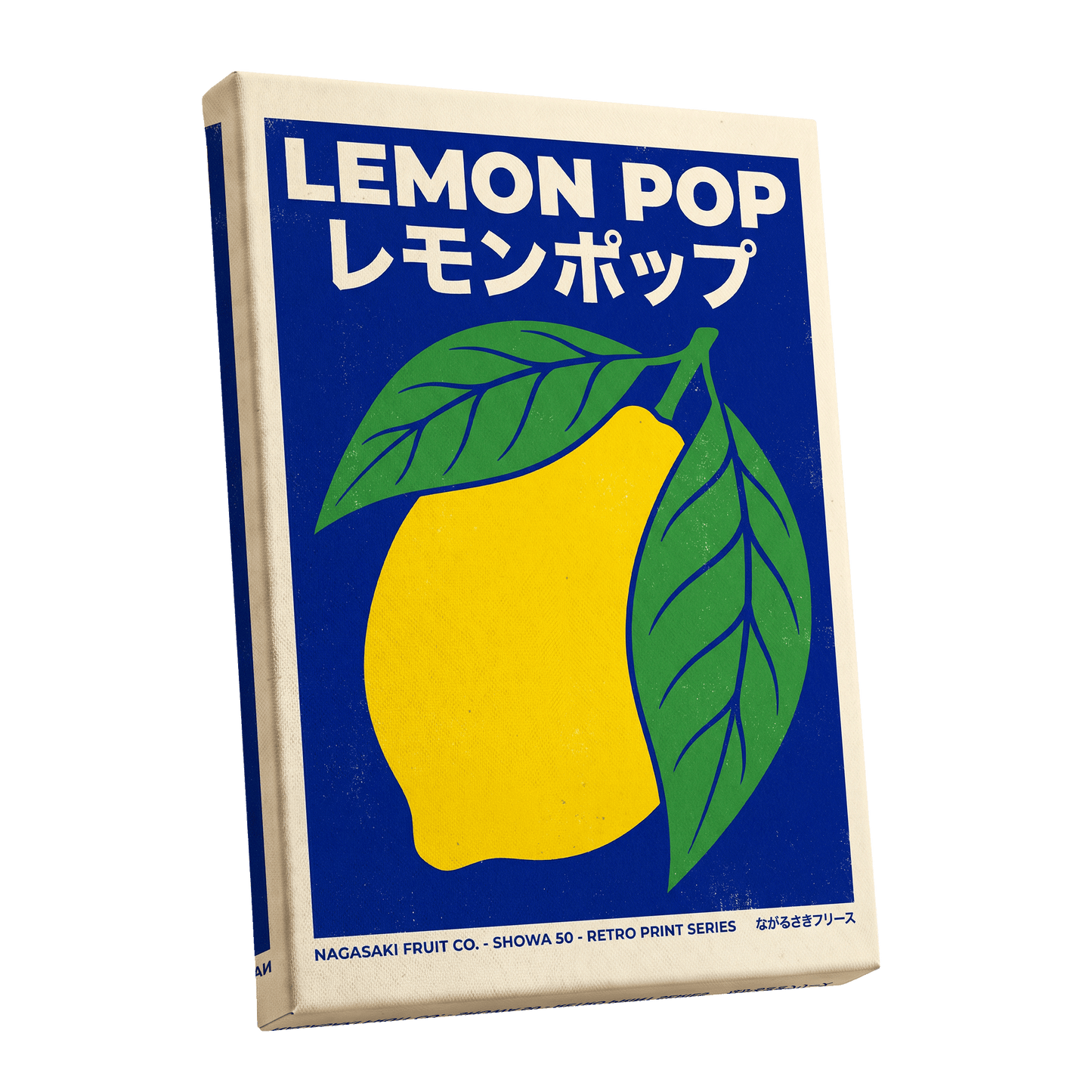 Lemon Pop, blue, yellow, green nature wall art shown as a stretched canvas wall art