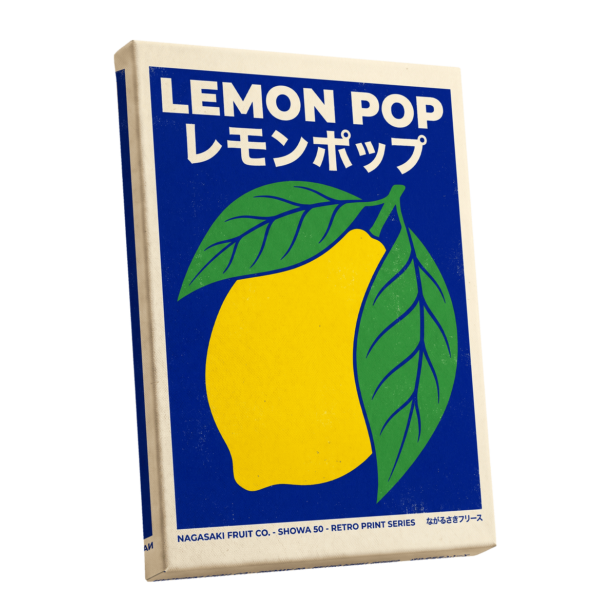 Lemon Pop, blue, yellow, green nature wall art shown as a stretched canvas wall art