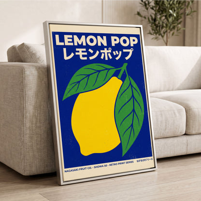 Lemon Pop, blue, yellow, green nature wall art displayed in a styled interior, gallery view 2