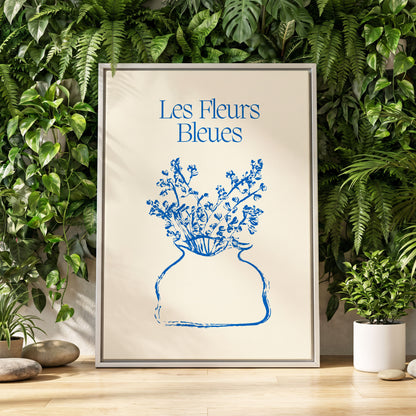Les Fleurs in Blue, blue, beige, white floral wall art displayed in a styled interior, gallery view 4