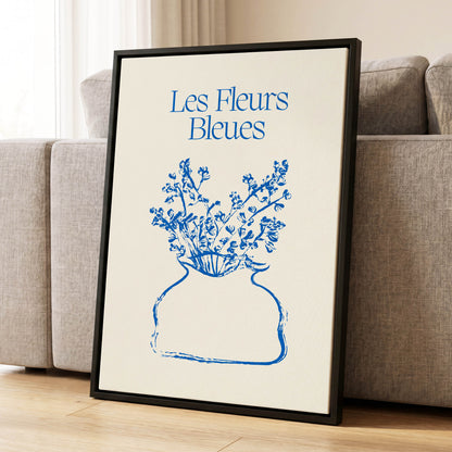 Les Fleurs in Blue, blue, beige, white floral wall art displayed in a styled interior, gallery view 8