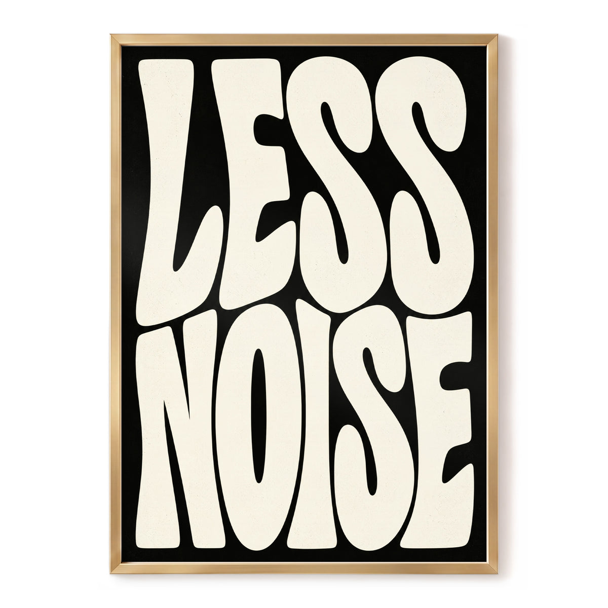 Less Noise, black, beige minimalist wall art, front artwork view