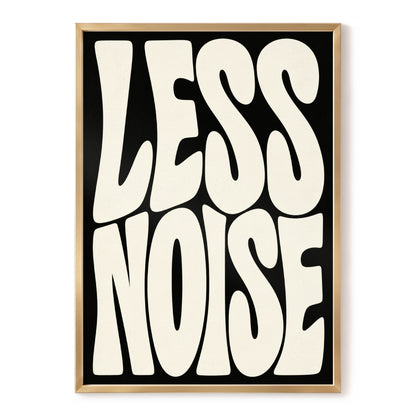 Less Noise, black, beige minimalist wall art, front artwork view