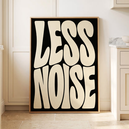 Less Noise, black, beige minimalist wall art displayed in a styled interior, gallery view 1
