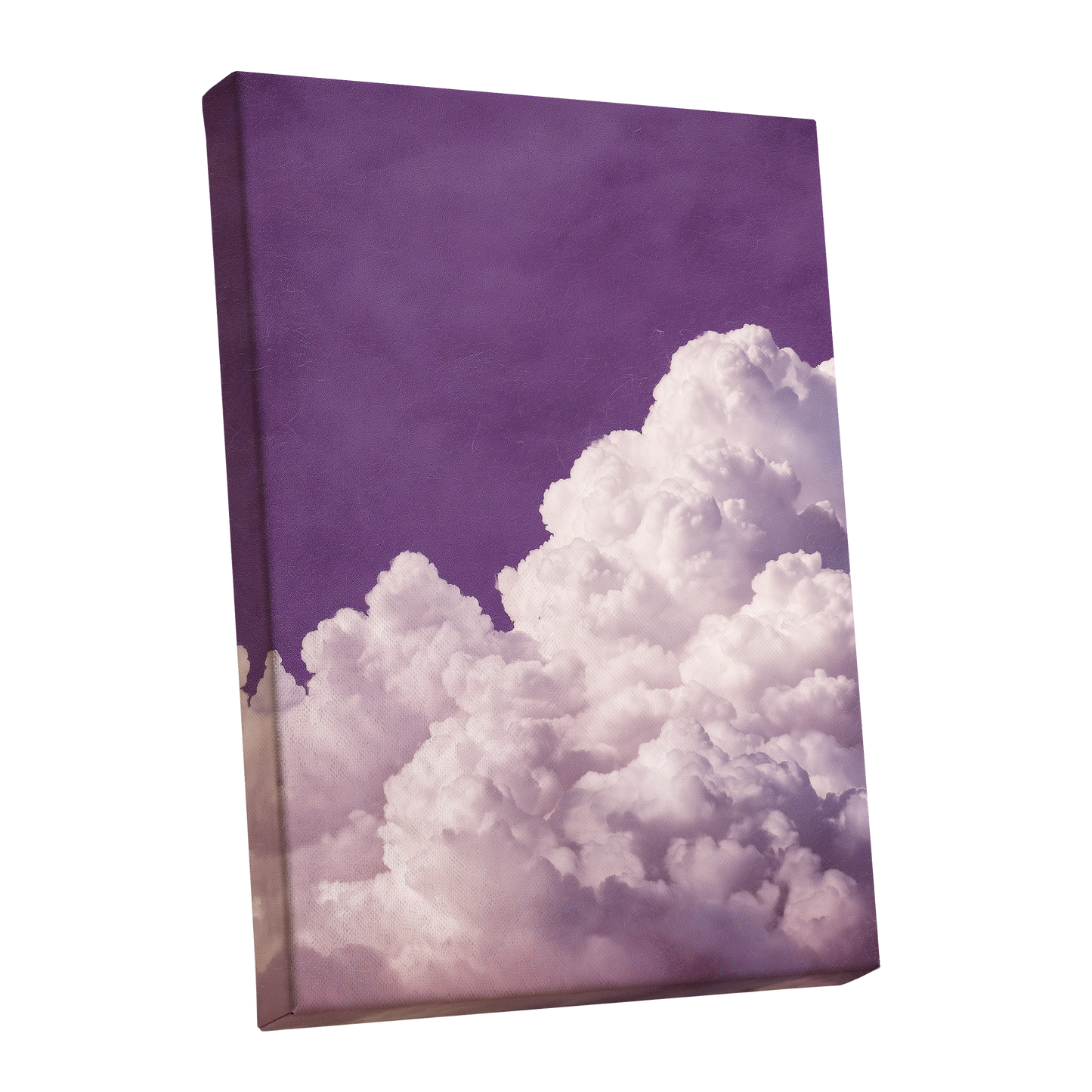 Lilac Cloud Reverie, purple, pink, white nature wall art shown as a stretched canvas wall art