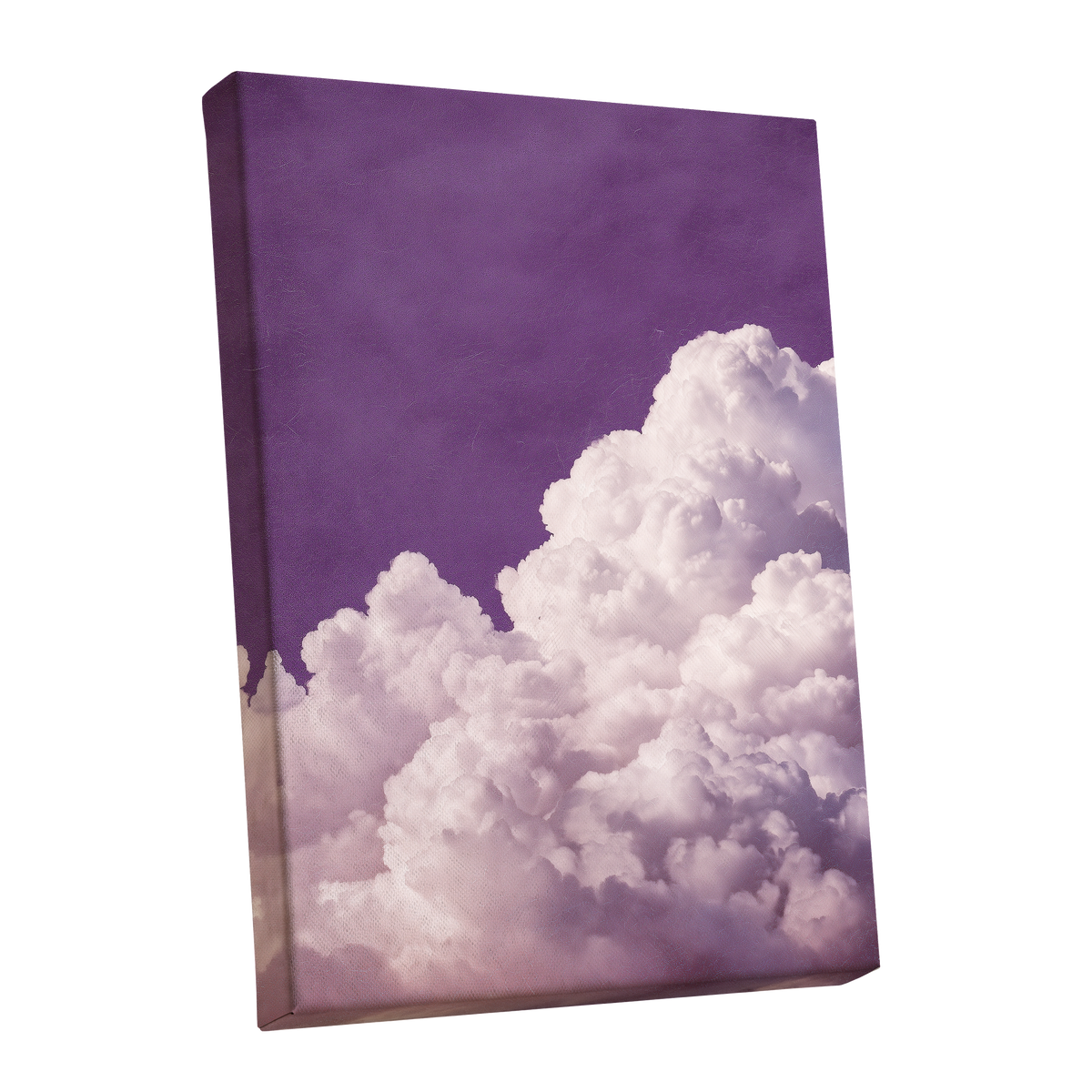 Lilac Cloud Reverie, purple, pink, white nature wall art shown as a stretched canvas wall art
