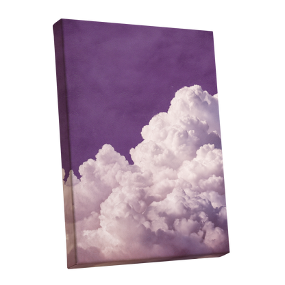 Lilac Cloud Reverie, purple, pink, white nature wall art shown as a stretched canvas wall art