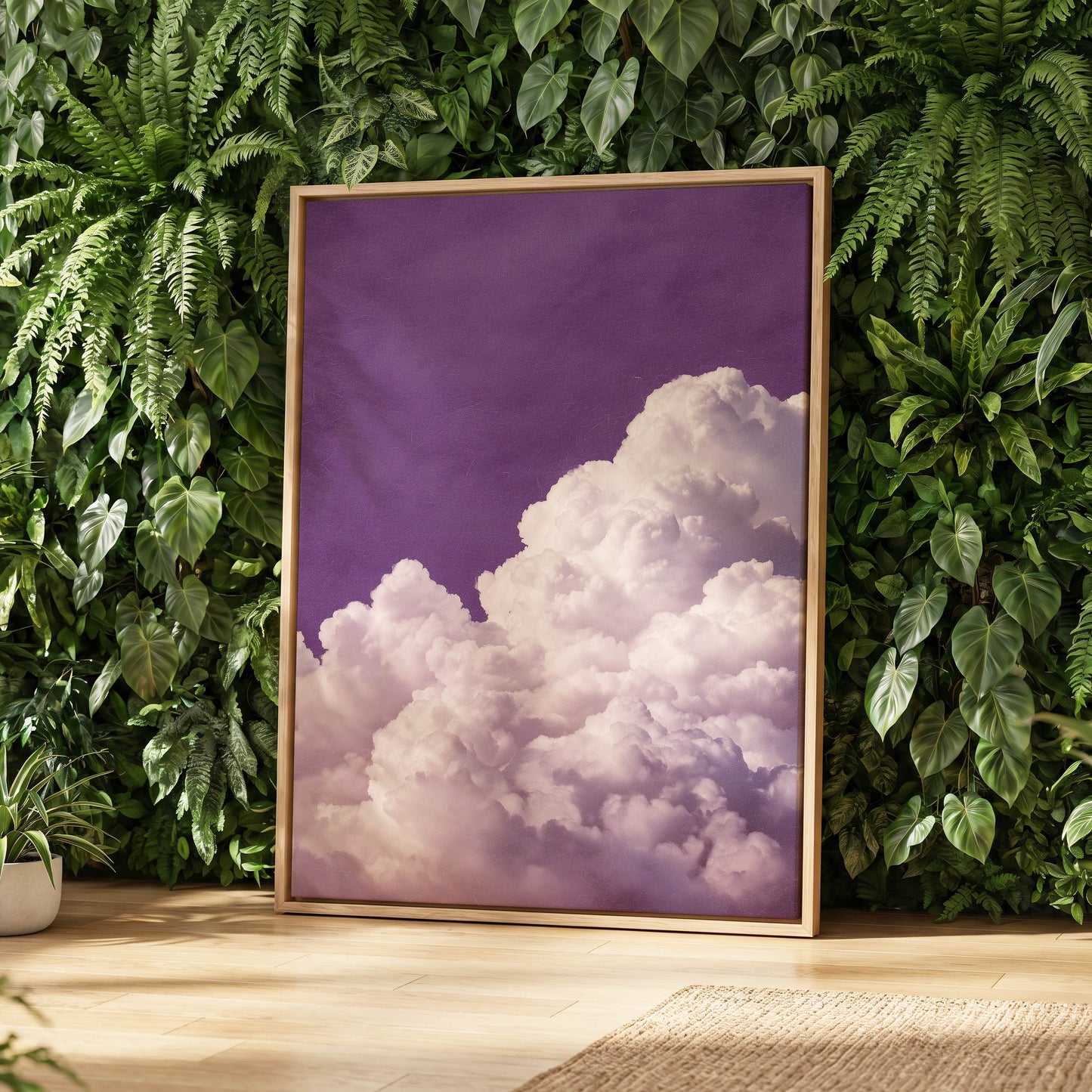 Lilac Cloud Reverie, purple, pink, white nature wall art displayed in a styled interior, gallery view 4