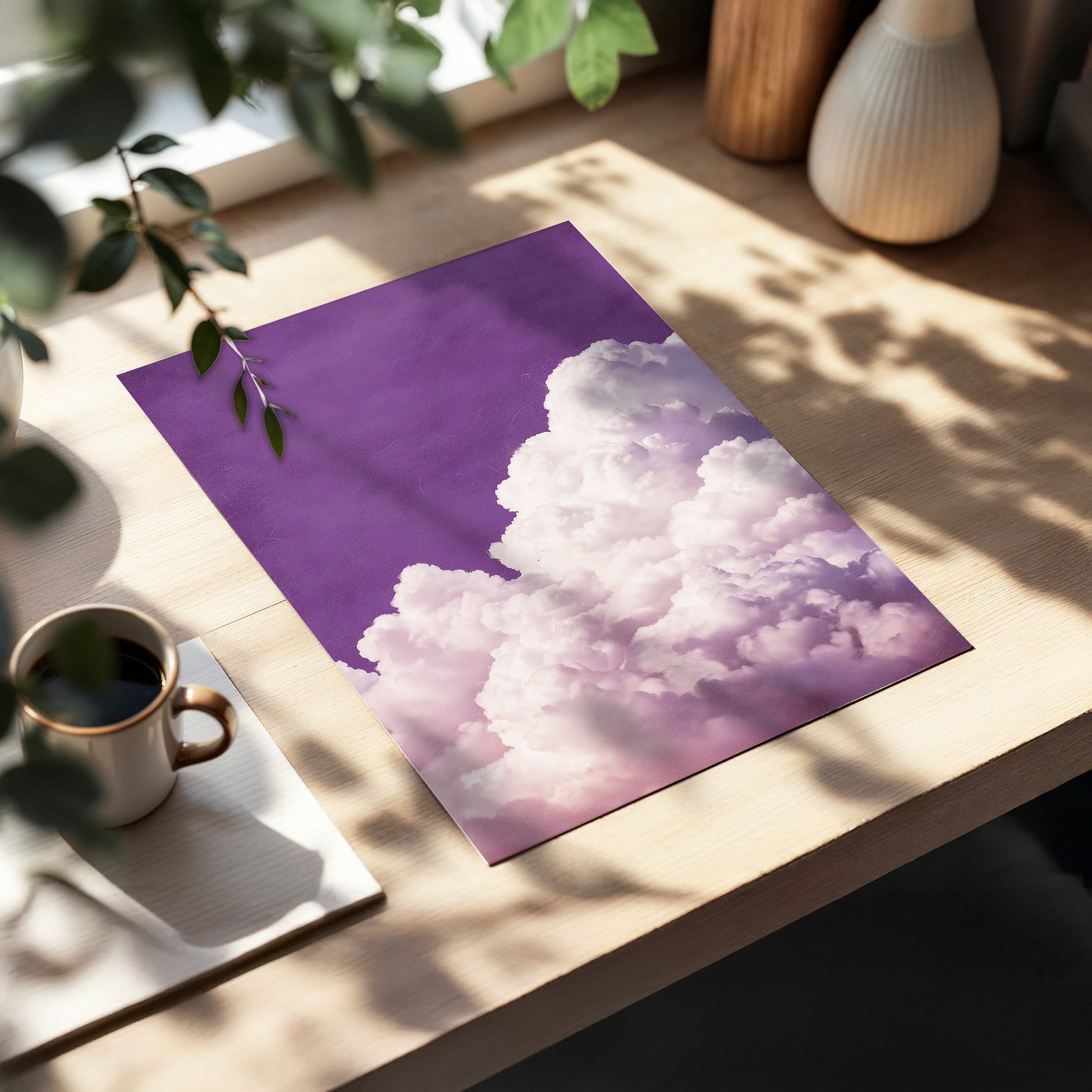 Lilac Cloud Reverie, purple, pink, white nature wall art displayed in a styled interior, gallery view 5