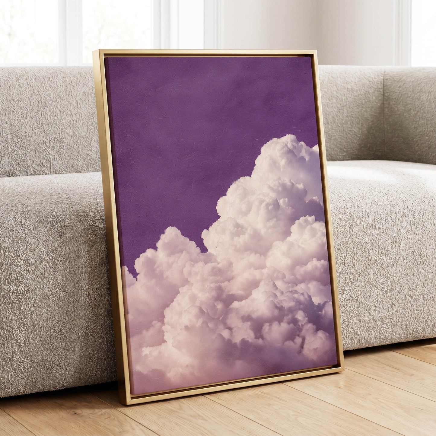 Lilac Cloud Reverie, purple, pink, white nature wall art displayed in a styled interior, gallery view 8