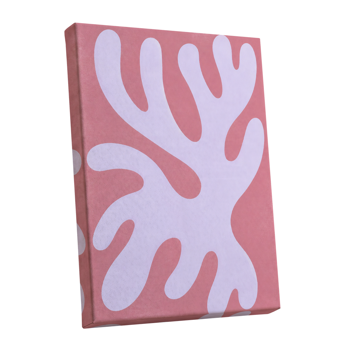 Lilac Drift, pink, purple, white abstract wall art shown as a stretched canvas wall art