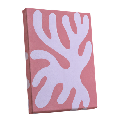 Lilac Drift, pink, purple, white abstract wall art shown as a stretched canvas wall art