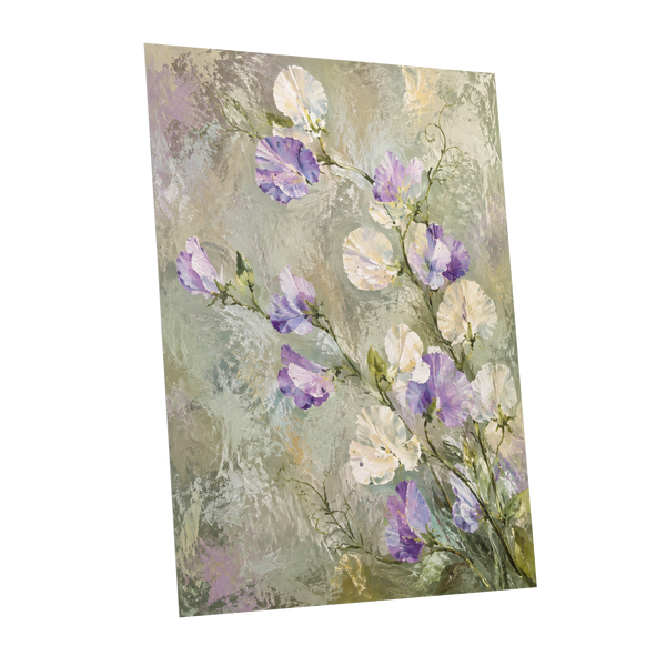 Lilac Tendrils, purple, white, green floral wall art shown as a unframed poster wall art print