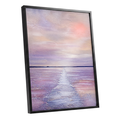 Lilac Tide, purple, pink, blue nature wall art shown as a black framed poster wall art print