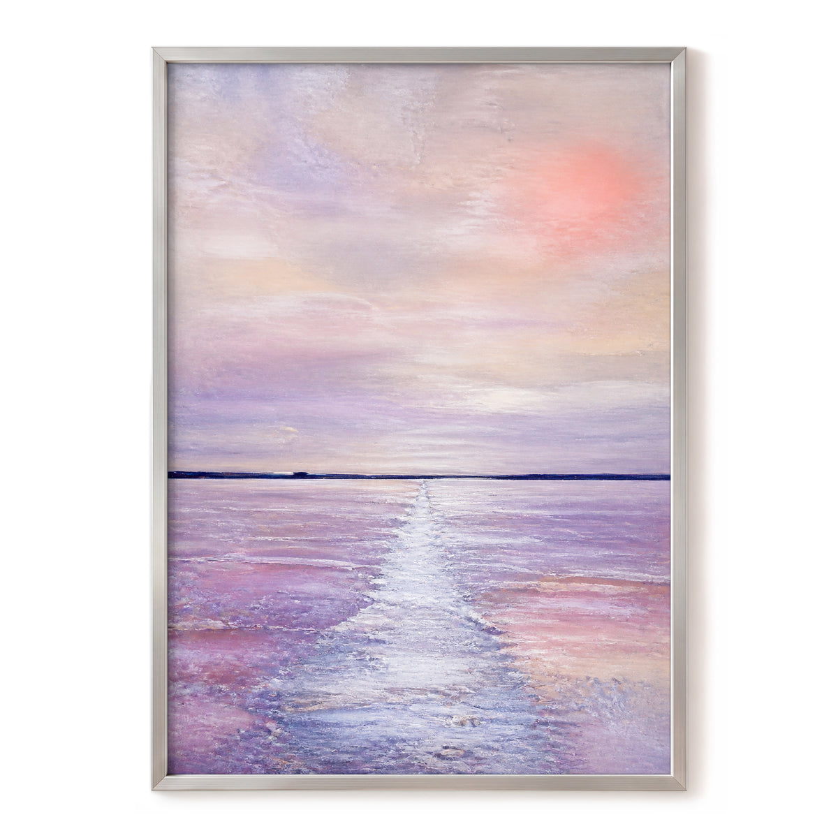 Lilac Tide, purple, pink, blue nature wall art, front artwork view