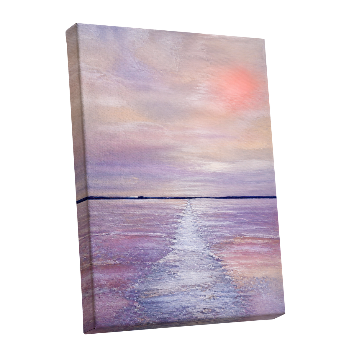 Lilac Tide, purple, pink, blue nature wall art shown as a stretched canvas wall art