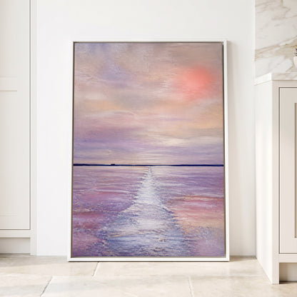Lilac Tide, purple, pink, blue nature wall art displayed in a styled interior, gallery view 4