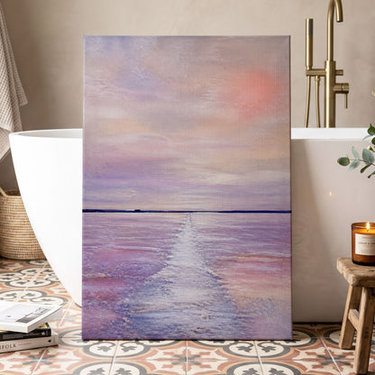 Lilac Tide, purple, pink, blue nature wall art displayed in a styled interior, gallery view 7