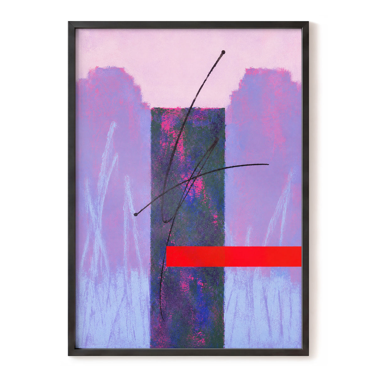 Lilac Voltage, pink, purple, blue abstract wall art, front artwork view
