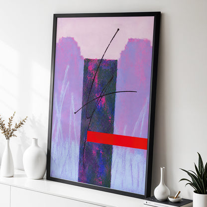 Lilac Voltage, pink, purple, blue abstract wall art displayed in a styled interior, gallery view 6