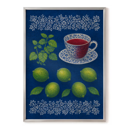 Lime & Porcelain, blue, green, beige nature wall art, front artwork view