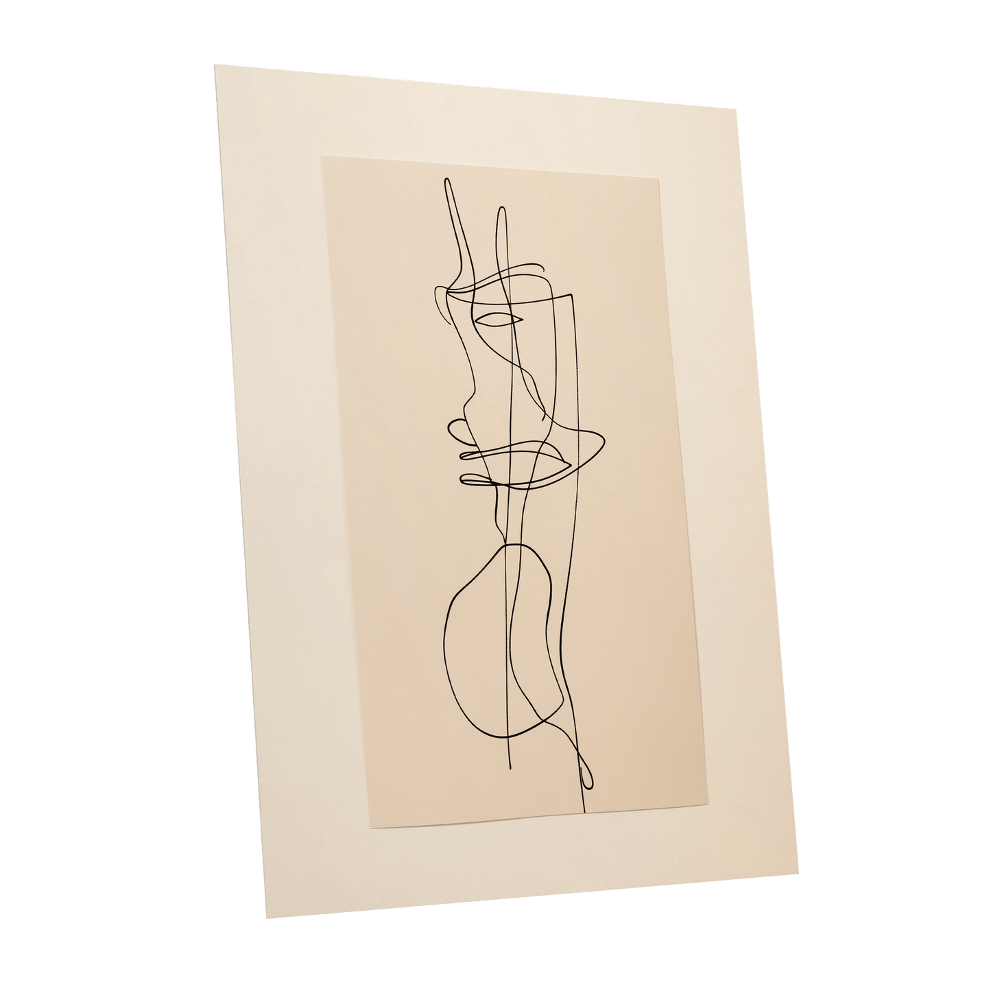 Linear Reverie, black, beige minimalist wall art shown as a unframed poster wall art print