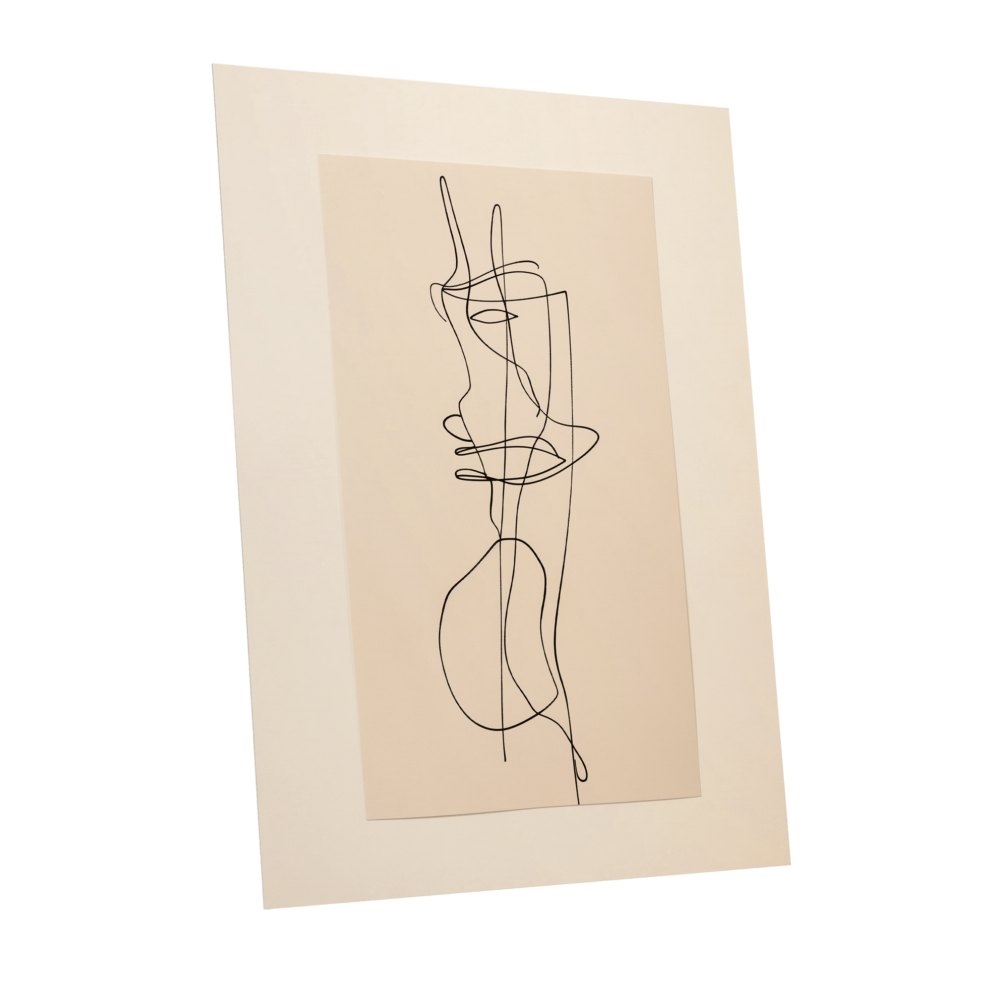 Linear Reverie, black, beige minimalist wall art shown as a unframed poster wall art print