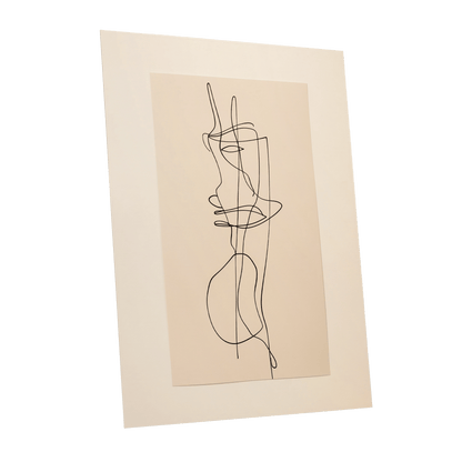 Linear Reverie, black, beige minimalist wall art shown as a unframed poster wall art print