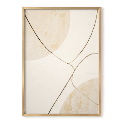 Linen Curve Confluence, white, beige, brown minimalist wall art, front artwork view