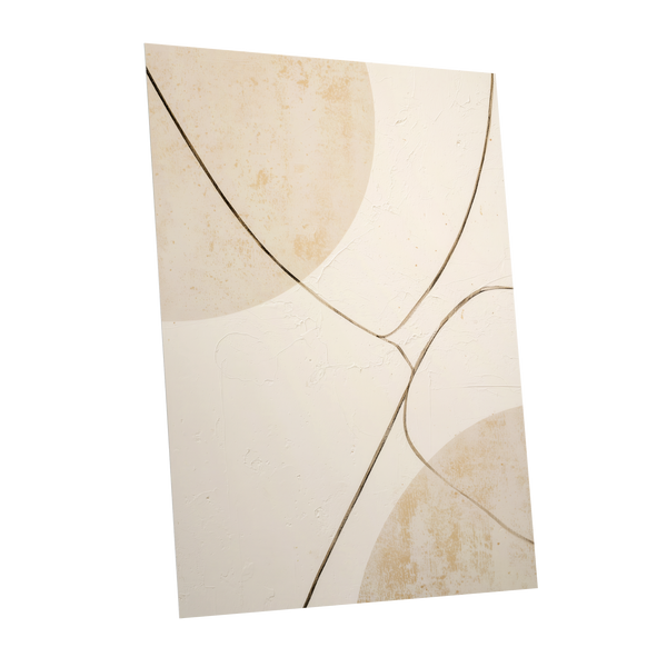 Linen Curve Confluence, white, beige, brown minimalist wall art shown as a unframed poster wall art print