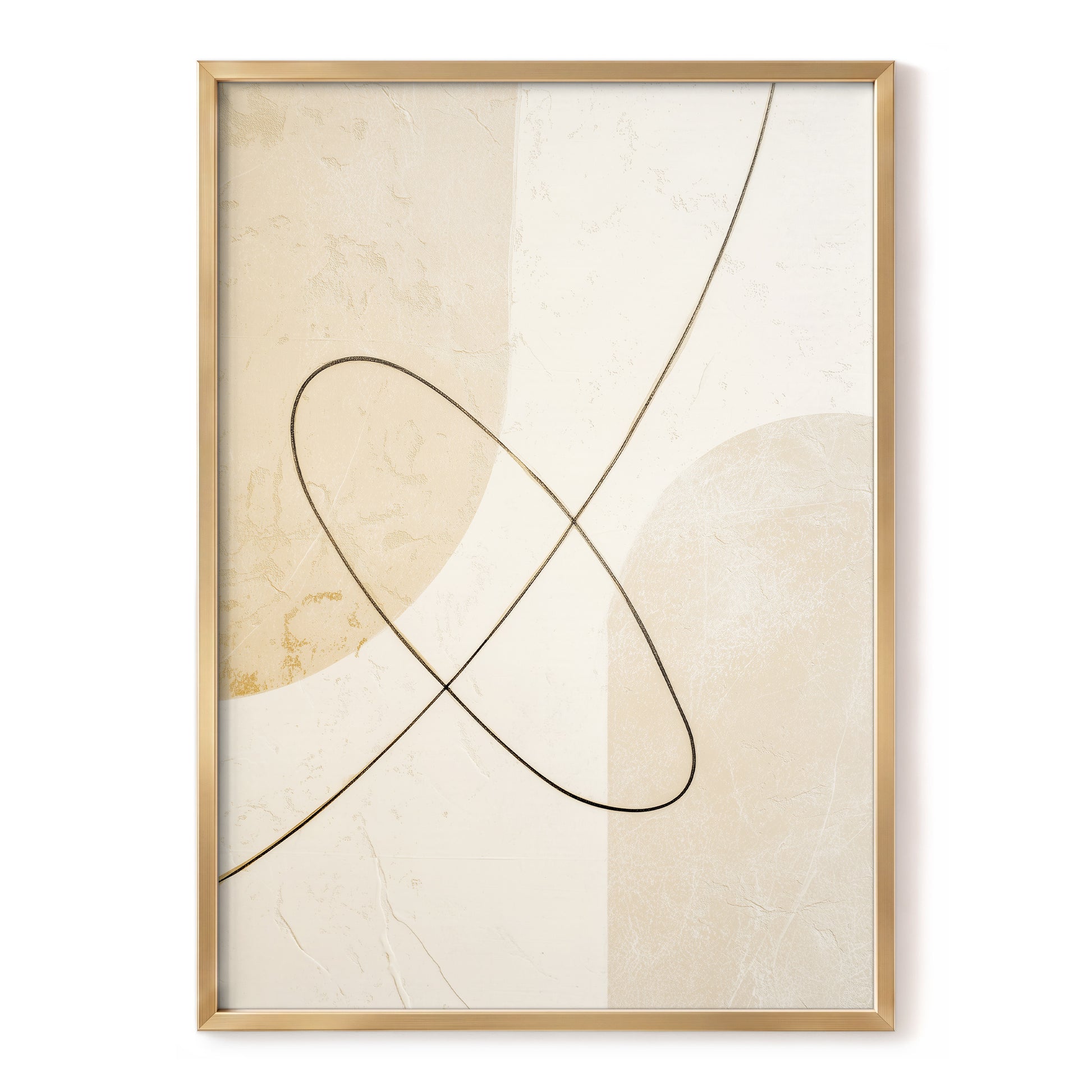 Linen Loopwork, beige, white, black minimalist wall art, front artwork view