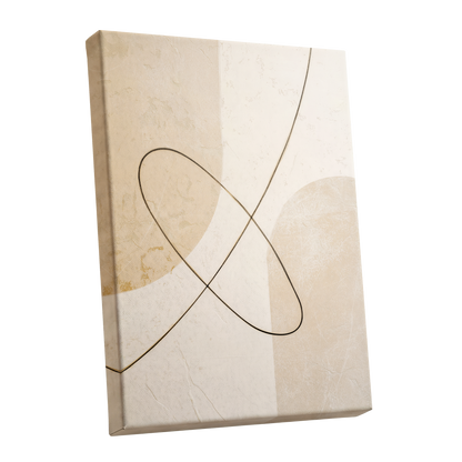 Linen Loopwork, beige, white, black minimalist wall art shown as a stretched canvas wall art