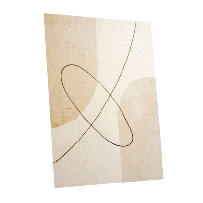Linen Loopwork, beige, white, black minimalist wall art shown as a unframed poster wall art print