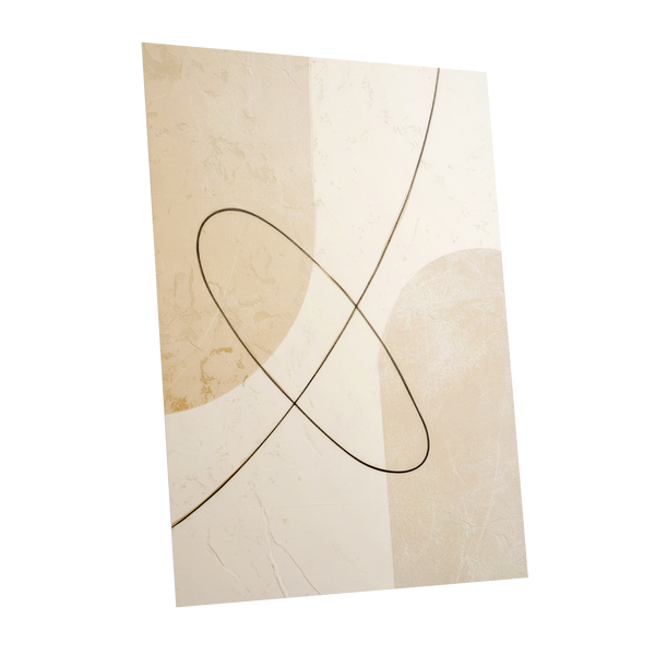 Linen Loopwork, beige, white, black minimalist wall art shown as a unframed poster wall art print