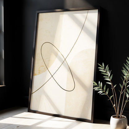 Linen Loopwork, beige, white, black minimalist wall art displayed in a styled interior, gallery view 2