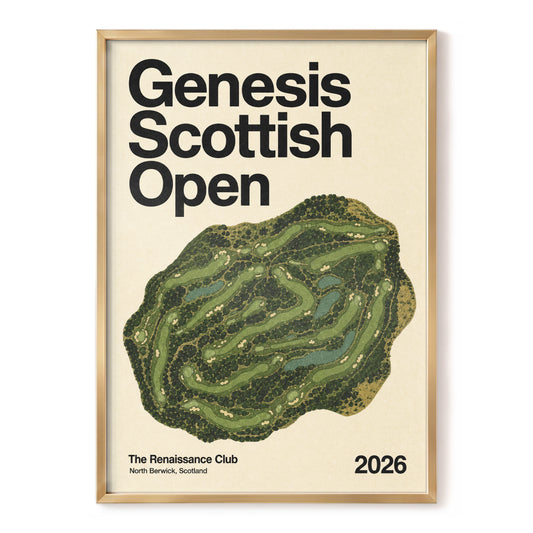 Links of North Berwick, black, green, beige nature wall art, front artwork view