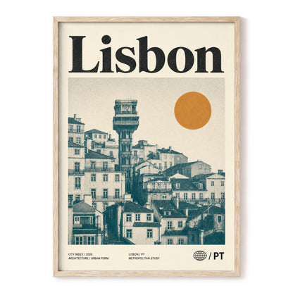 Lisbon Ascender, beige, green, gold minimalist wall art, front artwork view