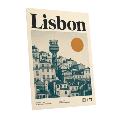 Lisbon Ascender, beige, green, gold minimalist wall art shown as a unframed poster wall art print