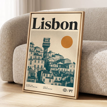 Lisbon Ascender, beige, green, gold minimalist wall art displayed in a styled interior, gallery view 1