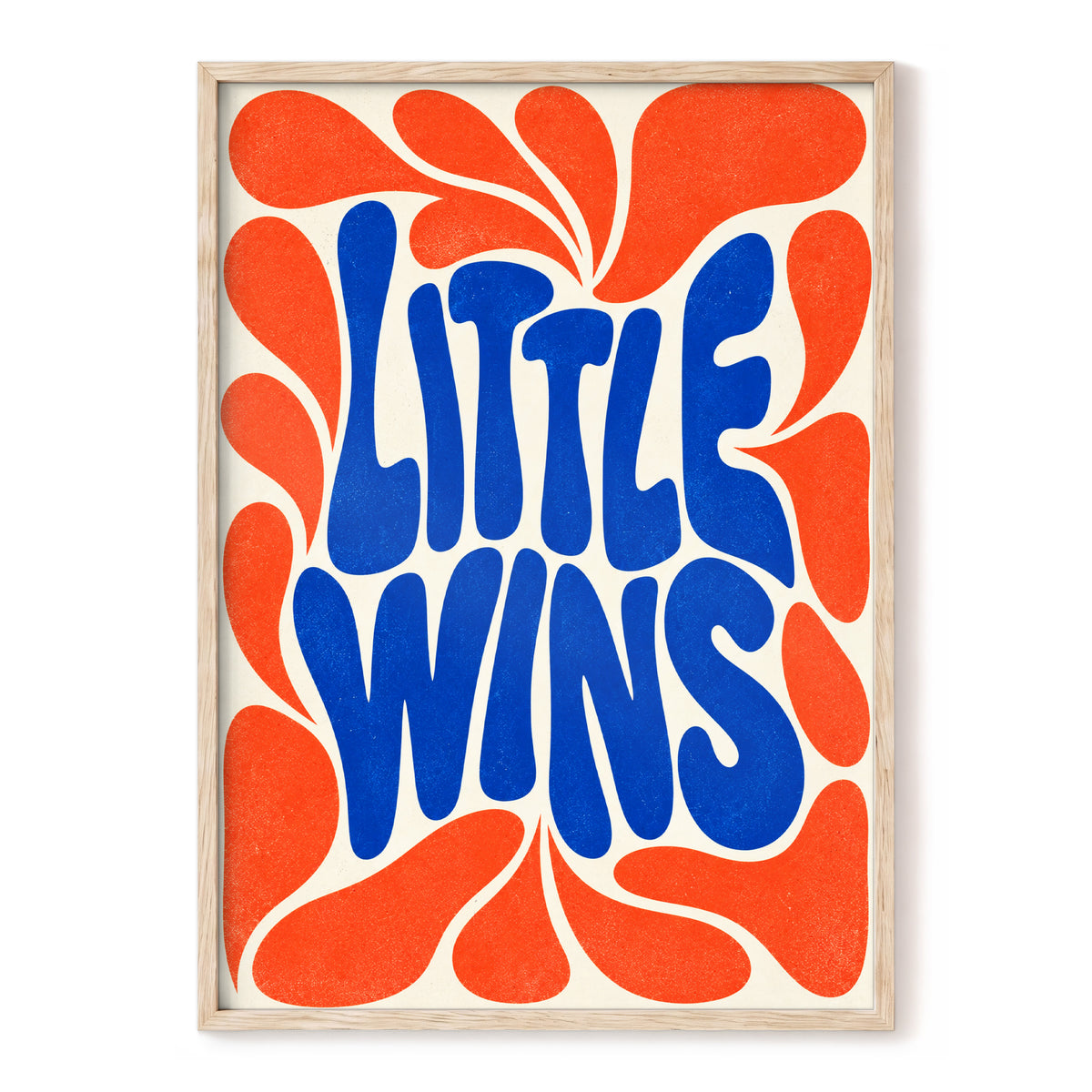 Little Wins in Motion, blue, orange, beige abstract wall art, front artwork view