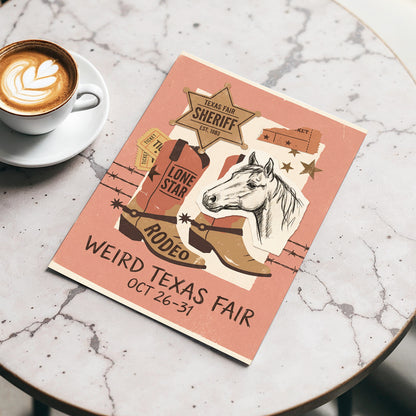 Lone Star Rodeo Collage, pink, beige, brown nature wall art displayed in a styled interior, gallery view 3