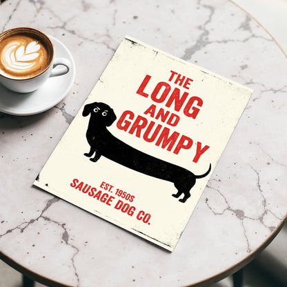 Long & Grumpy, black, beige, red minimalist wall art displayed in a styled interior, gallery view 3