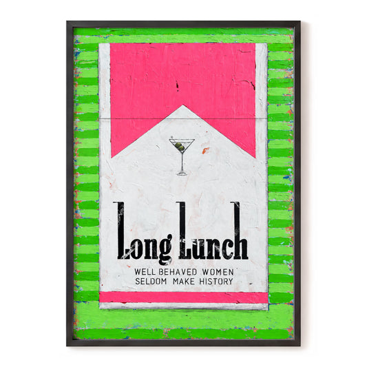 Long Lunch in Lime, green, pink, white abstract wall art, front artwork view