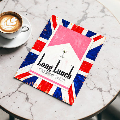 Long Lunch Rebellion, pink, white, blue abstract wall art displayed in a styled interior, gallery view 5