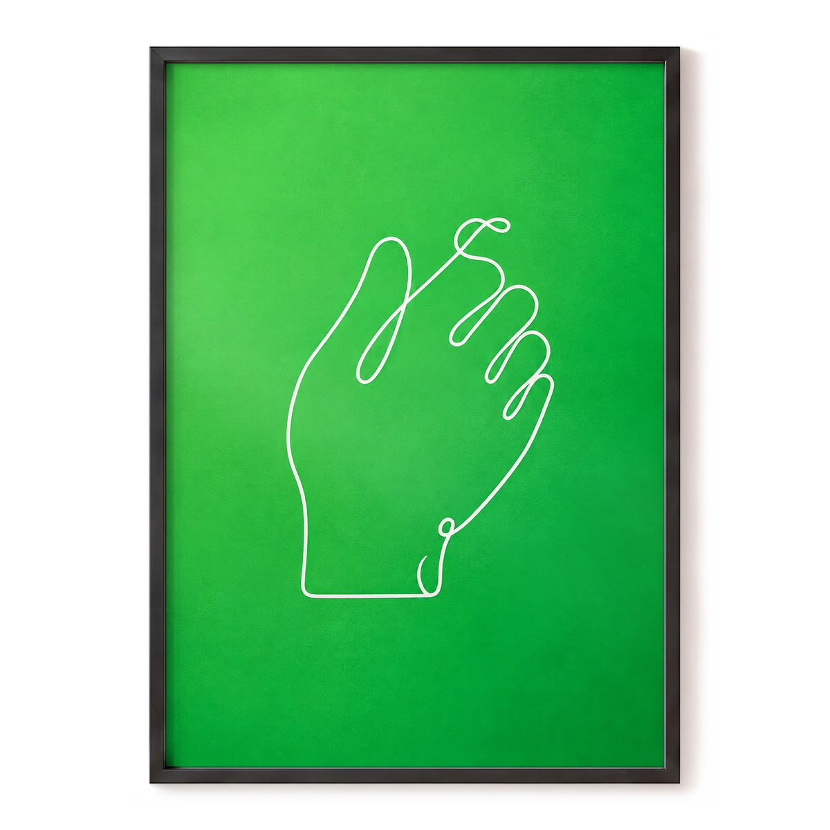 Looped Gesture, green, white, beige minimalist wall art, front artwork view