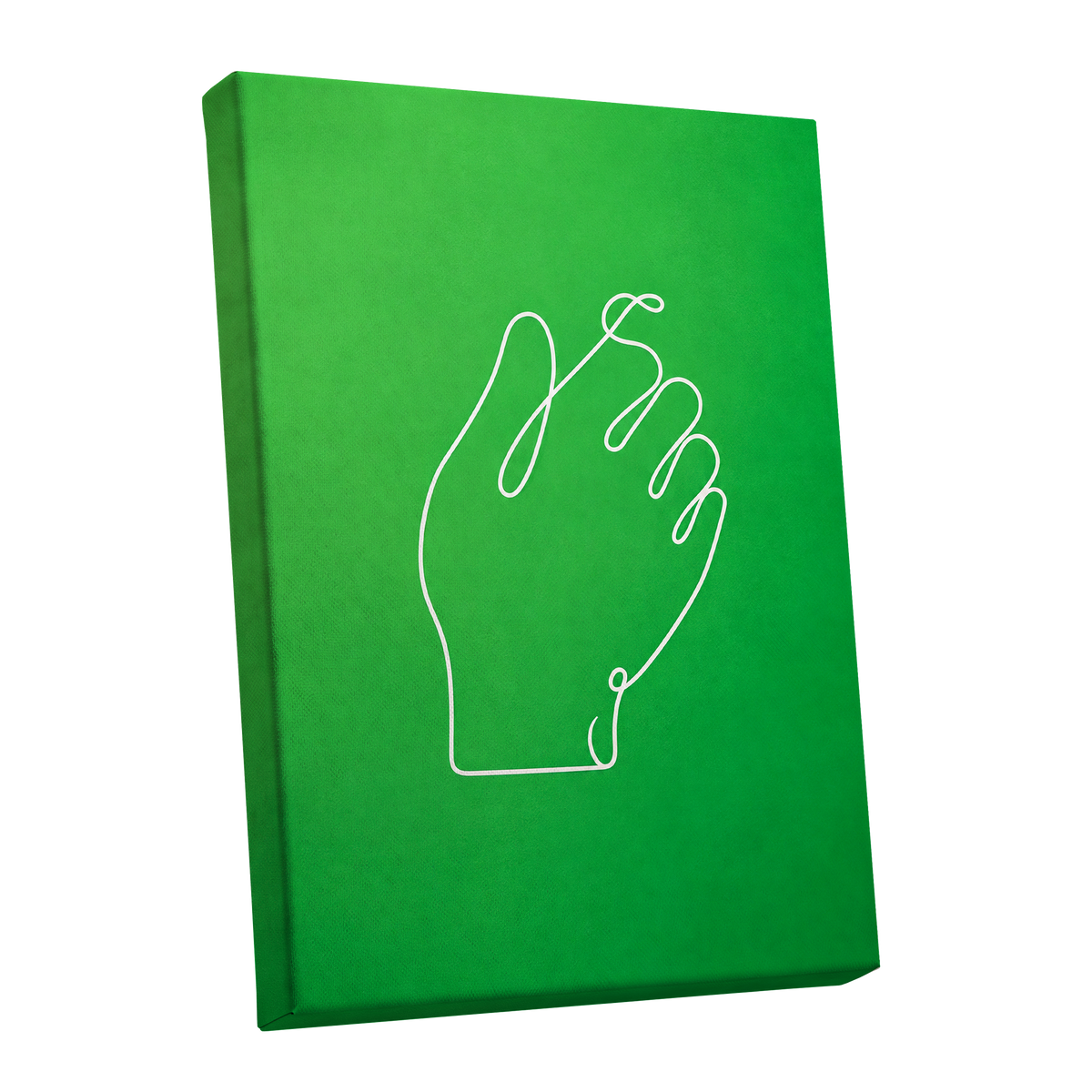 Looped Gesture, green, white, beige minimalist wall art shown as a stretched canvas wall art