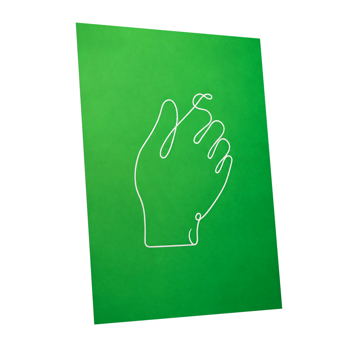 Looped Gesture, green, white, beige minimalist wall art shown as a unframed poster wall art print
