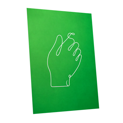 Looped Gesture, green, white, beige minimalist wall art shown as a unframed poster wall art print