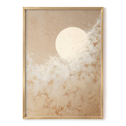 Lunar Drift, beige, white, gold nature wall art, front artwork view